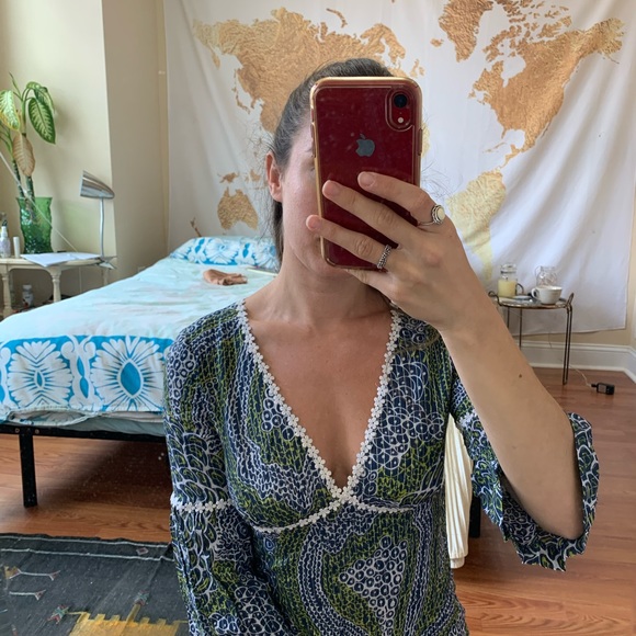 3 for $25 - Trina turk silk paisley dress small 0 - Picture 1 of 12